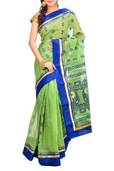 Green & Royal Cotton Saree