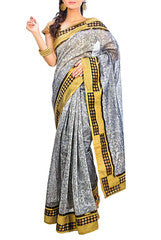 Grey & Golden Cotton Saree