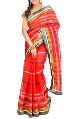 Red & Green Cotton Saree