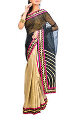 Black & Beige Cotton Saree