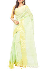 Green Color Bengal Tant Cotton Saree