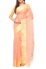 Rosy Brown Bengal Tant Cotton Saree