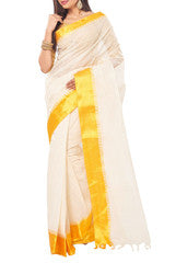 Silver Color Bengal Handloom Cotton Saree
