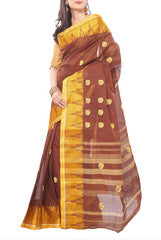 Saddle Brown West Bengal Handloom Cotton Saree