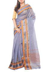 Gray Blue Color Cotton Saree