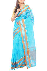 Sky Blue Bengali Cotton Saree