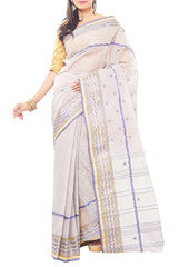 Gray Hand Woven Cotton Saree