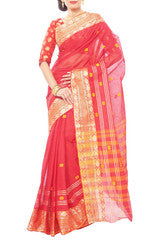 Red Bengali Cotton Saree