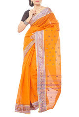 Orange Color Handloom Cotton Saree