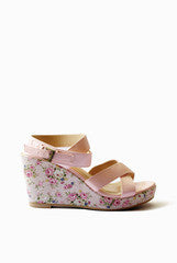 Kanabis Nude Floral Wedges