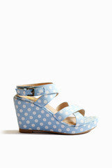 Kanabis Blue And White Polka Dots Wedges