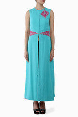 Kriti J Turquoise Blue Long Jacket