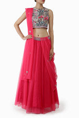 Kriti J floral Candy Pink Lehenga