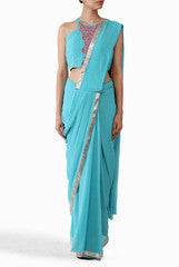Kriti J Turquioise Draped Saree.