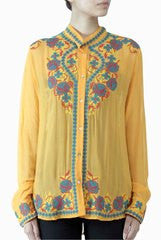 Lady R Couture Yellow Embroidered Shirt