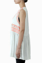 Lady R Couture White And Neon Embroidered Top