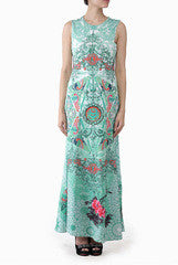 Lady R Couture Green Printed Dress