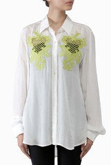 Lady R Couture Neon Green and White Shirt
