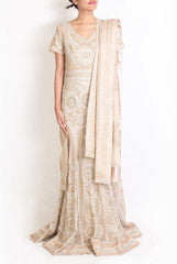 Lady R Couture Beige Gown With Dupatta