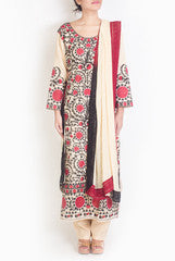 Lady R Couture Beige & Red Suit Set