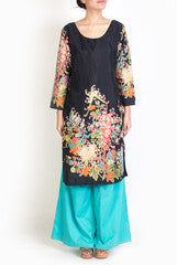 Lady R Couture Printed Kurta & Blue Palazzo Set
