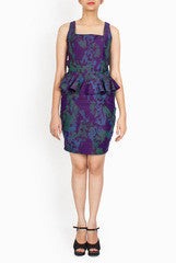 La Rutu Raw Silk Peplum Dress