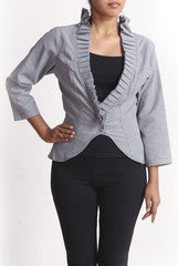 La Rutu Houndstooth Printed Ruffle Jacket
