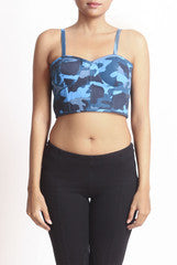 La Rutu Camouflage Bustier Crop Top