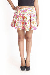 La Rutu Summer Floral Pleated Skirt