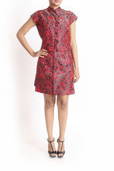 La Rutu Chinese Collar Crop Top And Layered Skirt