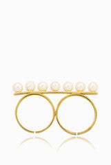LeCalla Pearl Bar Multi Finger Ring