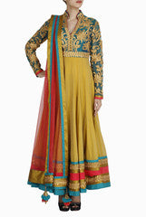 Regalia Mustard Yellow & Green Anarkali