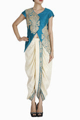 Regalia Bright Cerulean Jacket with Dhoti Pant