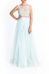 Lotus Chakra Blue Net Gown