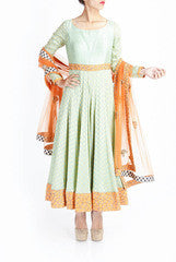 Lotus Chakra Blue and Orange Anarkali