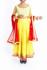 Lotus Chakra Yellow Anarkali