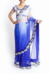 Lotus Chakra Blue Saree