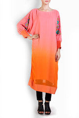 I AM's Embroidered Shaded Red Kurta