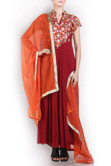 I AM's Maroon Embroidered Anarkali