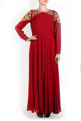 I AM's Maroon  Embroidered Anarkali