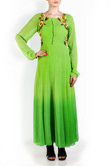 I AM's Green Shaded Embroidered Anarkali