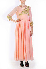I AM's Peach Embroidered Anarkali  Gown