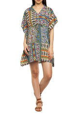 Mansa Blue Paisley Print Kaftan