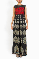 Merise Red and Black Printed Gown