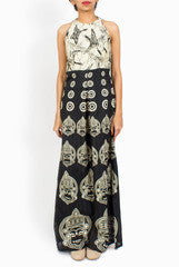 Merise Black and White Printed Gown