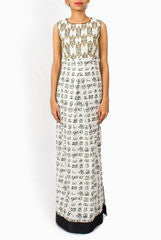 Merise Black and White Printed Gown