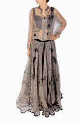 Nikita Mhaisalkar Beige Jacket and Skirt Set