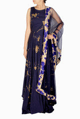 Nikita Mhaisalkar Navy Blue Tree of Life Print Suit