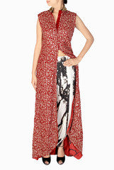 Nikita Mhaisalkar Red Jacket With Black & White Dhoti
