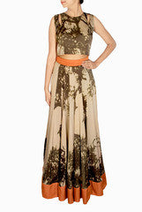 Nikita Mhaisalkar Beige Skirt And Crop Top